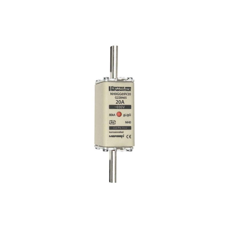Mersen - Messersicherung NH-Sicherungseinsatz SF NH0GG69V20 Gr.0 gG 20A/690V KM − 3 Stück