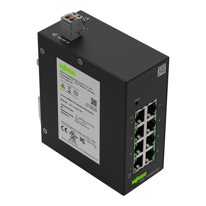 WAGO - Netzwerk Switch Industrial-ECO-Switch 852-112/000-001 8 Ports 100Base-TX − 1 Stück