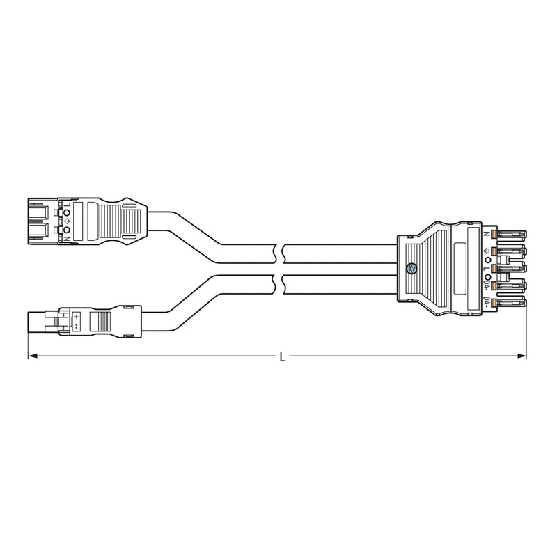 WAGO - Konfektionierte Leitung für steckbare Gebäudeinstallation konfektionierte Y-Leitung 771-5001/183-000 Eca,2xStecker/Buchse