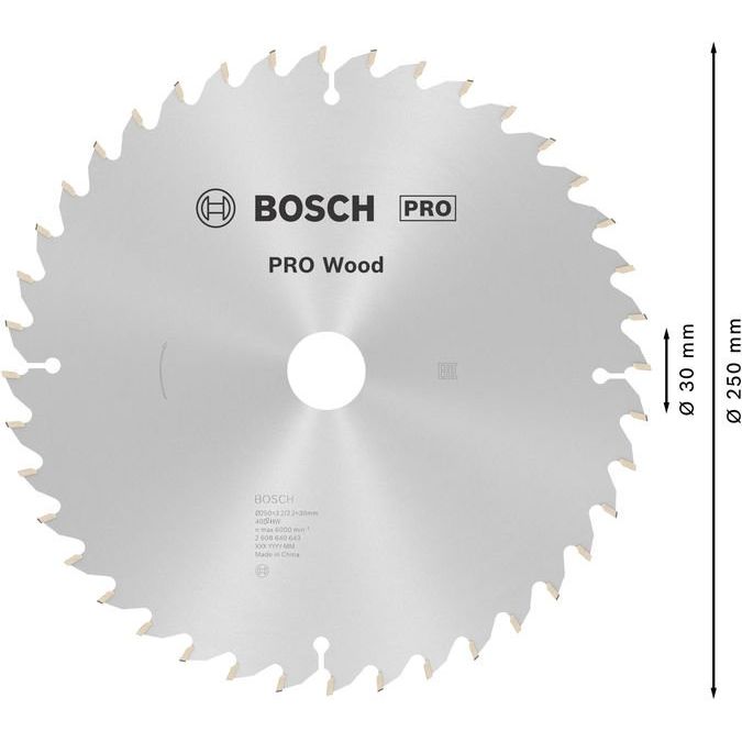 Bosch - Kreissägeblatt PRO Wood Kreissägeblatt, 2608640643 250 x 3,2 x 30 mm