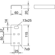 OBO Bettermann - Montagematerial für Kabeltragsystem Anschlussbauteil ABR FT 115x60x20mm