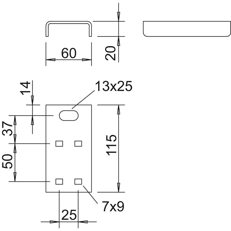 OBO Bettermann - Montagematerial für Kabeltragsystem Anschlussbauteil ABR FT 115x60x20mm