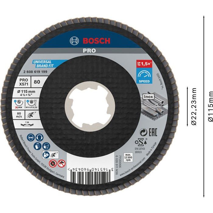 Bosch - Trenn-/Schleifscheibe PRO X571 2608619199 Fächerschleifscheibe