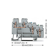 WAGO - Initiator/Aktor-Reihenklemme 3-Leiter-Aktorenklemme 270-572 0,08-2,5mm grau − 50 Stück
