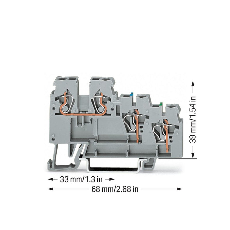 WAGO - Initiator/Aktor-Reihenklemme 3-Leiter-Aktorenklemme 270-572 0,08-2,5mm grau − 50 Stück