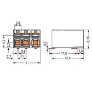 WAGO GmbH & Co. KG - Leiterplattenklemme SMD-Leiterplattenklemme 20861208700650900000 Drücker,1,5mm²,ws − 2060 Stück