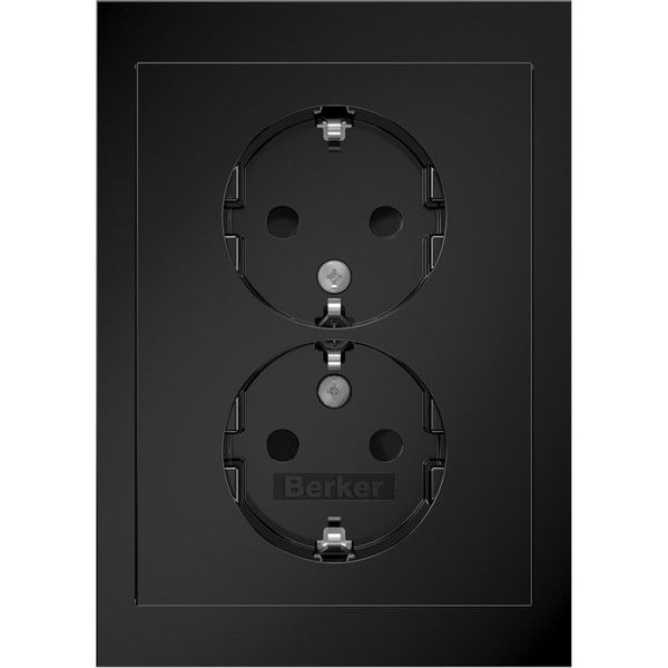 Berker - Steckdose Doppelsteckdose SCHUKO 47592245 R.3 schwarz glänzend