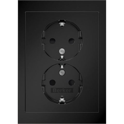 Berker - Steckdose Doppelsteckdose SCHUKO 47592245 R.3 schwarz glänzend