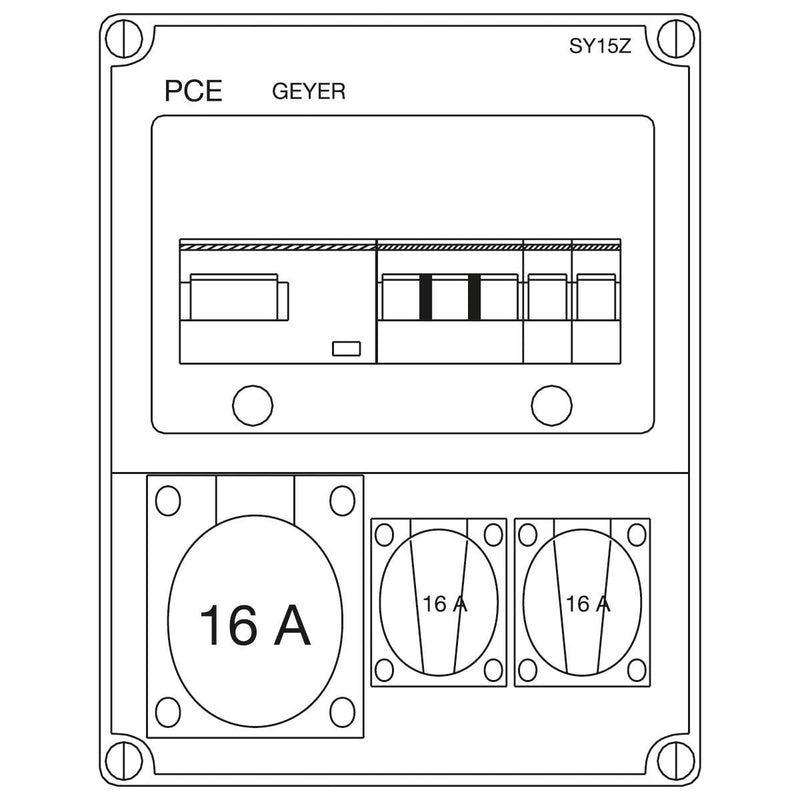 ABN - CEE-Steckdosen-Kombination (IEC 60309) Steckdosenkombi SY15Z 1xCEE 16A,2xSchutz