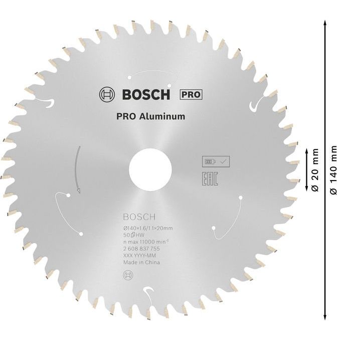 Bosch - Kreissägeblatt PRO Aluminium cordless 2608837755 Kreissägeblatt 140 x