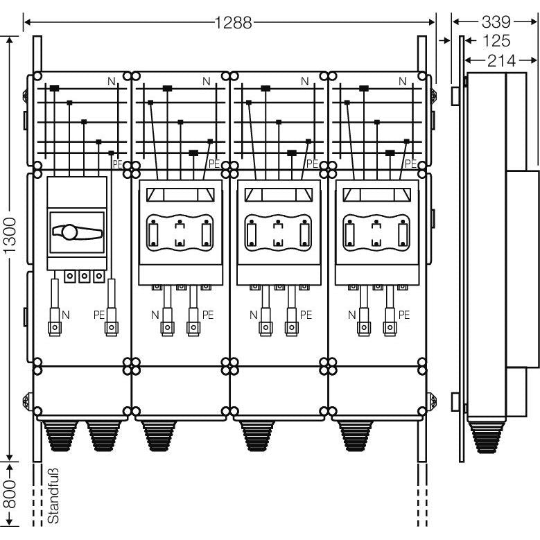 Hensel - Verteilerschrank für Energieversorgung Ladeverteiler Mi EV 200kW 3000 b. z. 3 Ladepunkte