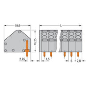 WAGO - Leiterplattenklemme 2-Leiter-Federleiste 806-102 1,5mm² − 400 Stück