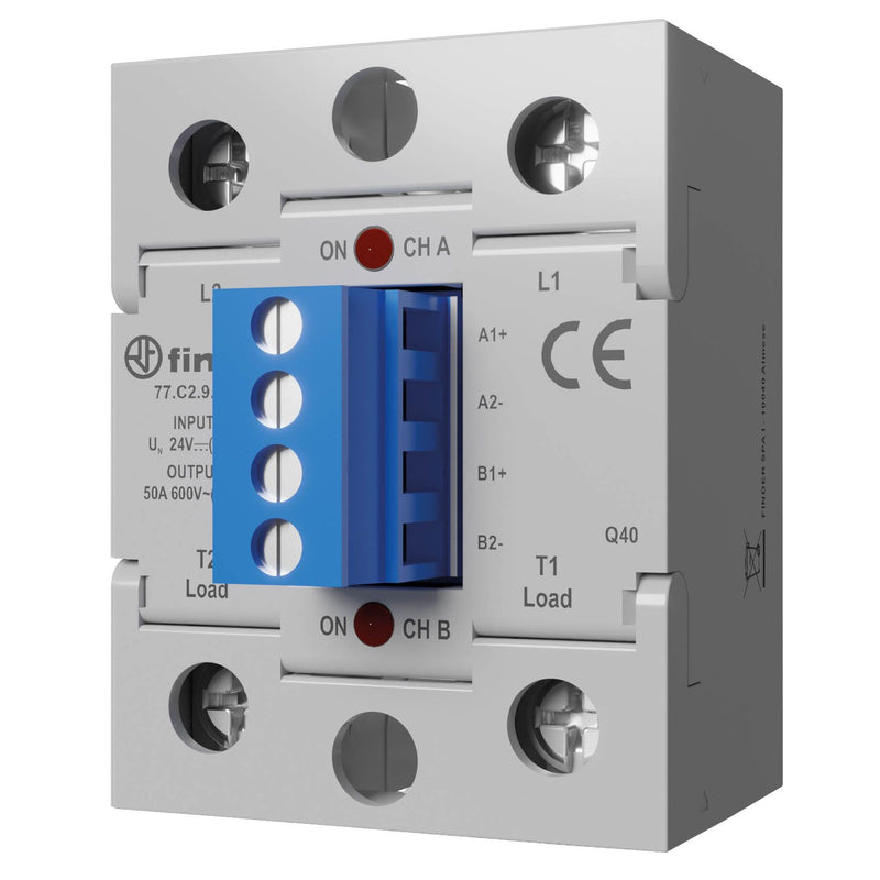 Finder - Halbleiterrelais Relais mit 2 SSR-Kontakten 77.C2.9.024.8671 50 A/24 bis 660 V AC