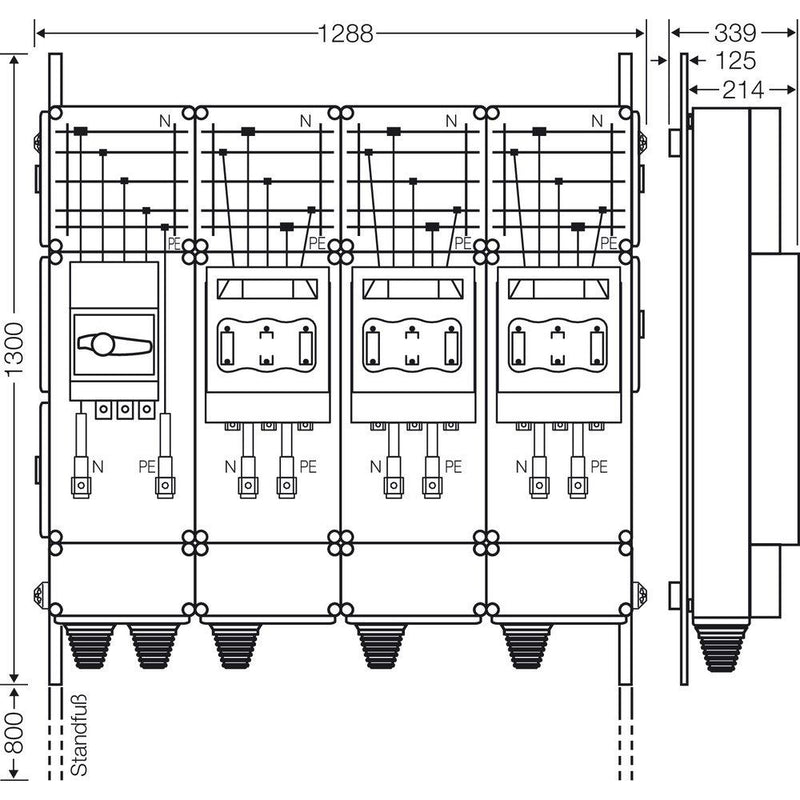 Hensel - Verteilerschrank für Energieversorgung Ladeverteiler Mi EV 200kW 3000 b. z. 3 Ladepunkte