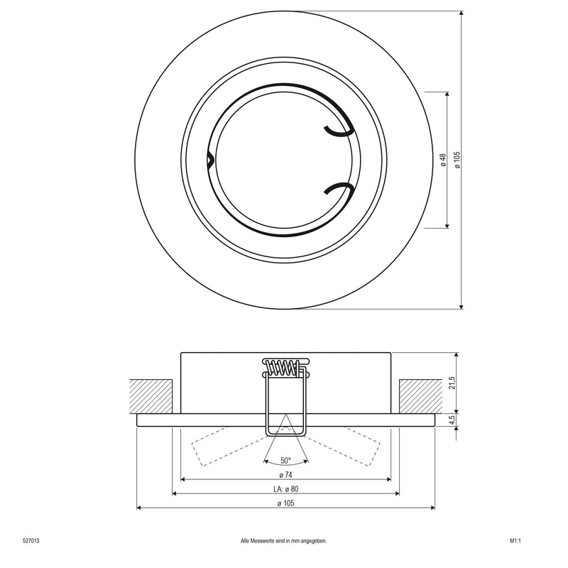 EVN Lichttechnik - Downlight/Strahler/Flutlicht EB-Leuchte 527 013 chr/sat 50W 230V IP20