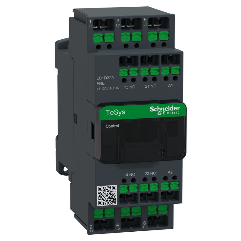 Schneider Electric - Leistungsschütz zum Schalten von Wechselstrom Schütz 3P 32A Ac3 48-130V LC1D32AEHE Ac/Dc Snapin