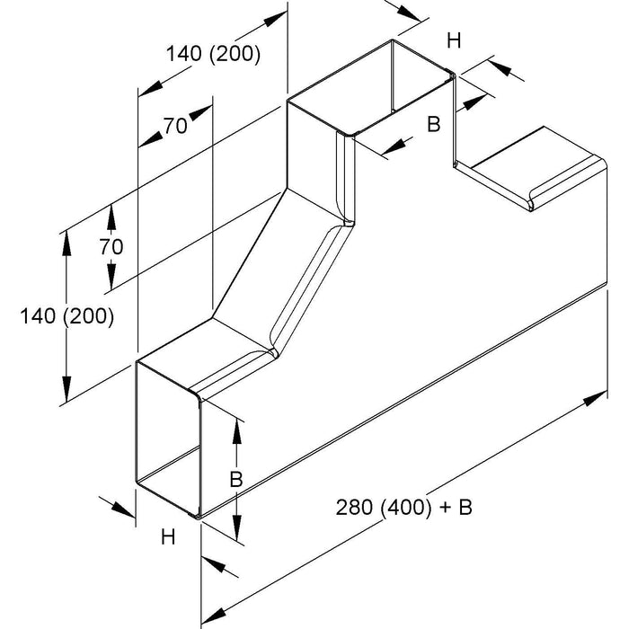 Niedax - T-Stück für Leitungsführungskanal T-Stück 90 Grad LUTC 40.060 E3 − 1 Stück
