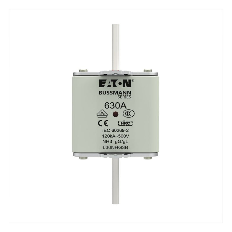 Eaton - Messersicherung Sicherungseinsatz Nieders. NH FUSE 63#630NHG3B 630A AC 500V 120kA − 3 Stück