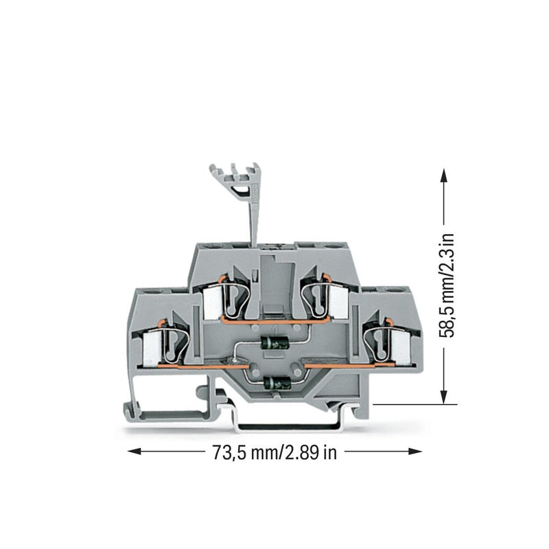 WAGO - Bauelement-Reihenklemme Doppelstockklemme 281-635/281-492 m. 2 Dioden 1N 4007 − 50 Stück