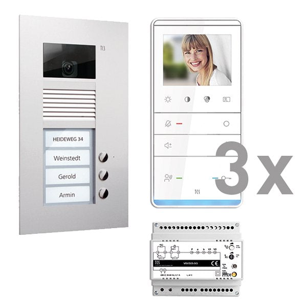 TCS Tür Control - Türsprech-Set Videosprechanlgenset color PVU17030-0010 3 Tasten UP,Freispr