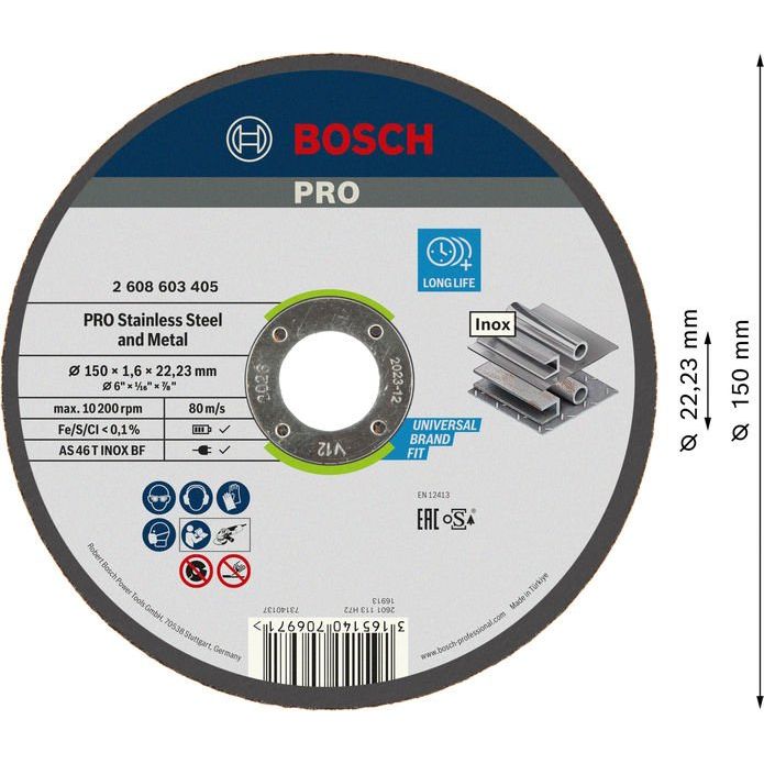 Bosch - Trenn-/Schleifscheibe PRO Stainless Steel and 2608603405 Metal Trennscheibe