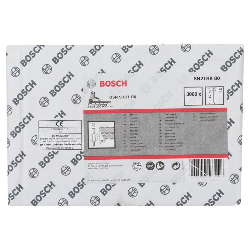 Bosch - Nagel für Nagelgerät Rundkopf-Streifennagel 2608200030(VE3000) SN21RK 80 3,1 mm 80