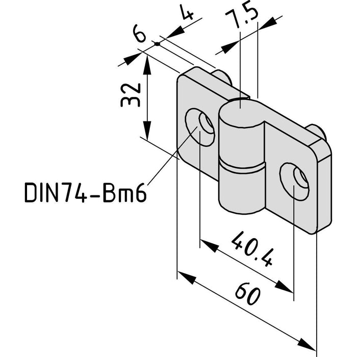 Item - Verbinder für Stiel/Profilschiene Scharnier 0.0.026.12 rechts, schwarz  − 1 Stück
