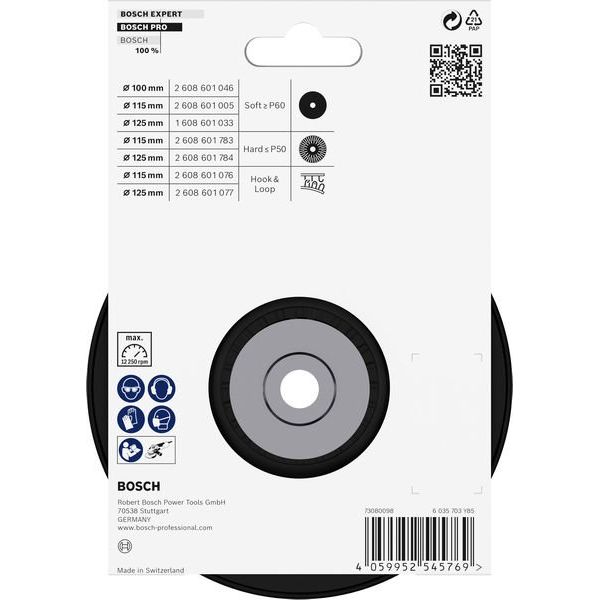 Bosch - Stützteller für Schleifwerkzeug PRO Stützteller 2608601784 hart, 125 mm, M14