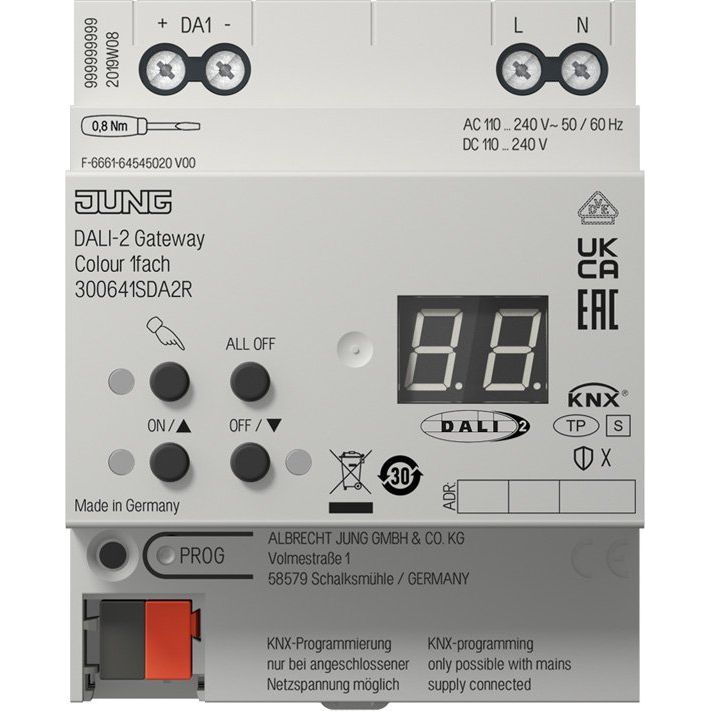 Jung - Bussystem-Systemschnittstelle/Medien-Gateway KNX DALI-2 Gateway Colour 30064 1S DA2 R 1fach − 1 Stück