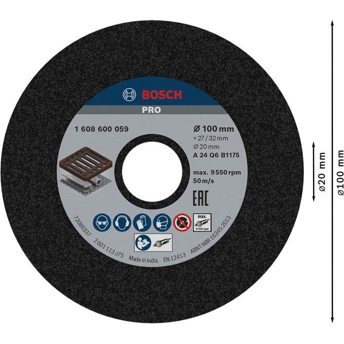 Bosch - Trenn-/Schleifscheibe PRO Metal Schleifscheibe, 1608600059 100 x 27 x 20 mm K24