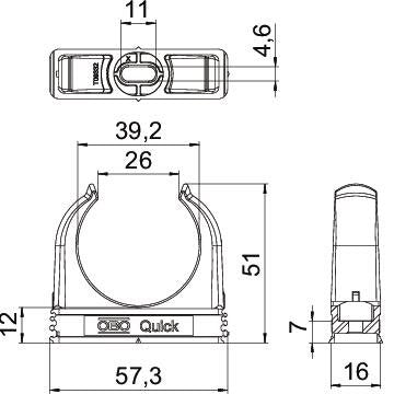 OBO Bettermann - Rohrschelle Quick-Schelle 2955 F M40 RW flammwidrig − 50 Stück
