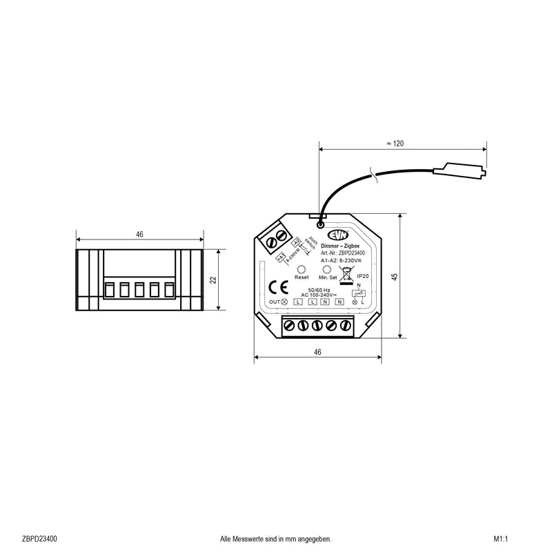 EVN Lichttechnik - Steuergerät für Leuchten Zigbee Dimm-Aktor 100-240V ZBPD23400