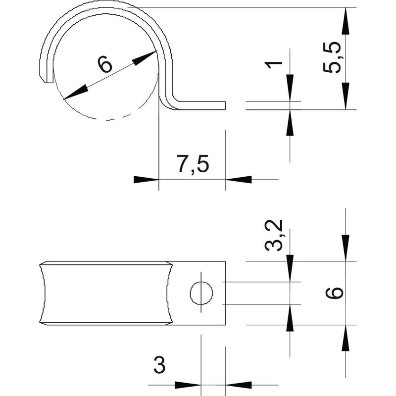 OBO Bettermann - Befestigungsschelle für Kabel/Rohre Leitungsschelle WN 7855 A 6 ge.chromat. − 100 Stück