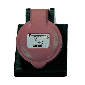 Gifas Electric - CEE-Anbausteckdose (IEC 60309) CEE-Einbaudose vollgummi 241629 24V,16A,2pol,12h