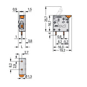 WAGO - Leiterplattenklemme Hebel 2604-1101 4mm²,grau − 300 Stück