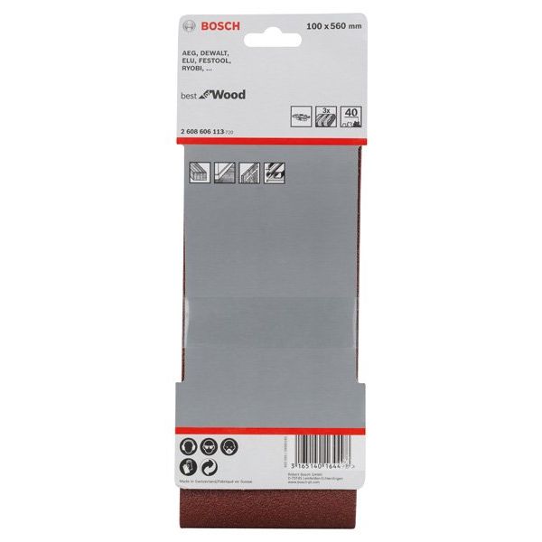 Bosch - Schleifpapier/Schleifvlies PRO X440 Schleifband, 100 2608606113 x 560 mm G40 3-tlg