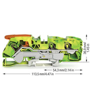 WAGO - Schutzleiter-Reihenklemme 3-Leiter-Schutzleiterkl. 2116-1307 16qmm, grün-gelb − 20 Stück