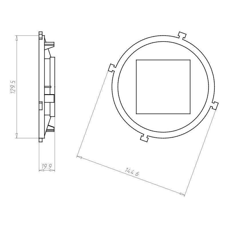 Kaiser - Zubehör/Ersatzteile für Leuchteneinbaugehäuse Frontteil HaloX 100 1281-68 DA 68x68 Sichtbeton − 8 Stück