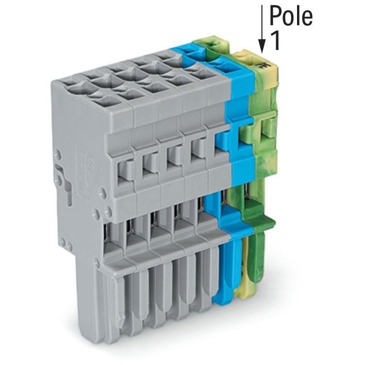WAGO - Ein- und mehrpolige Klemmenleiste 1-Leiter-Federleiste 769-107/000-038 4mm²,gn-ge/bl/gr − 25 Stück