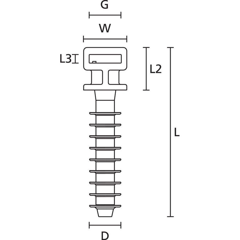HellermannTyton - Befestigungssockel und -element für Kabelbinder Wanddübel LOK01-N66-BK-C1 − 100 Stück
