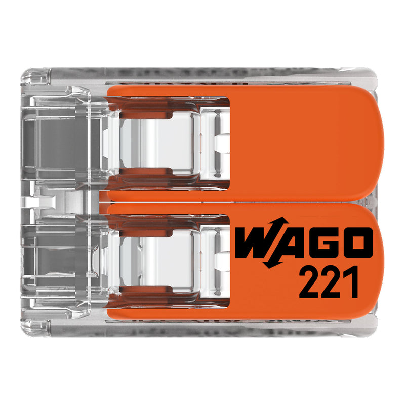 WAGO - Steckklemme Compact-Verbindungsklemme 221-412 2-Leiter bis 4qmm − 100 Stück