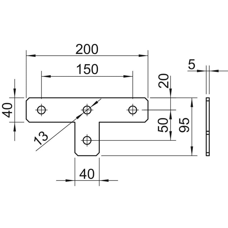 OBO Bettermann - Verbinder für Stiel/Profilschiene Verbindungsplatte GMS 4 VP T A4 200x95x40x4mm − 10 Stück
