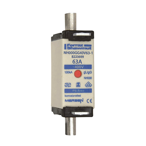 Mersen - Messersicherung Sicherungseinsatz NH gG NH000GG40V63-1 Gr.000 63A SGL KM − 9 Stück