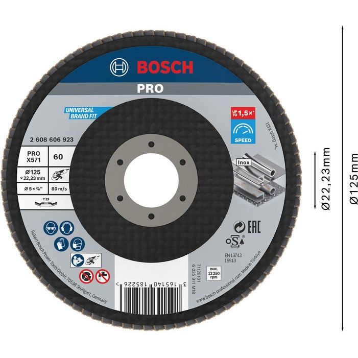 Bosch - Trenn-/Schleifscheibe PRO X571 2608606923 Fächerschleifscheibe