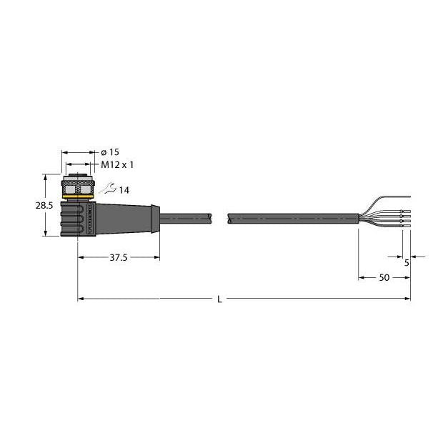 Turck - Konfektioniertes Sensor-Aktor-Kabel Aktuator- u. Sensorleitung WKS4.4T-15/TEL PVC