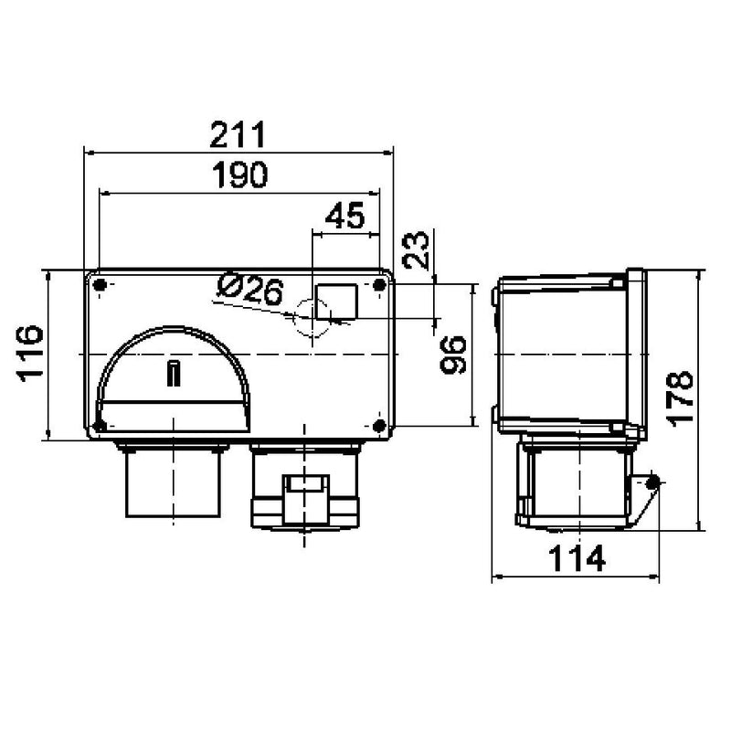 Bals Elektrotech - CEE-Steckdosen-Kombination (IEC 60309) Wandverteiler Kunststoff 591 IP44