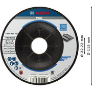 Bosch - Trenn-/Schleifscheibe PRO Metal Schleifscheibe, 2608603181 115 x 6 x 22.23 mm