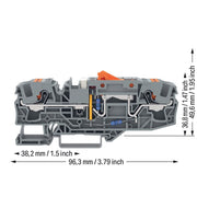 WAGO - Trenn- und Messtrenn-Reihenklemme Erdleiter-Trennklemme 2206-1671/1000-849 orange,grau − 25 Stück