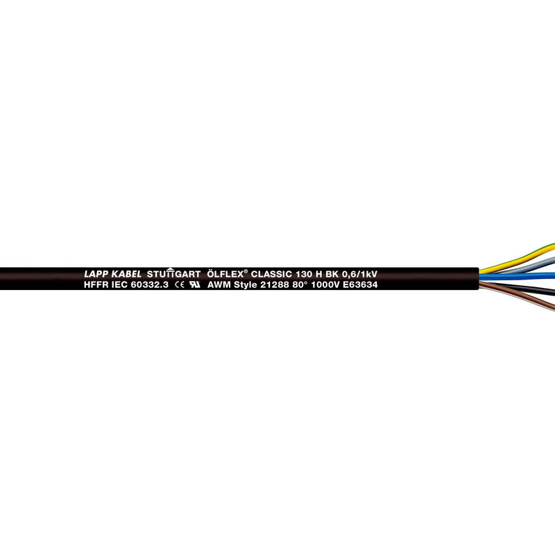 Lapp Kabel&Leitung - Energiekabel >= 1 kV, für ortsveränderlichen Einsatz ÖLFLEX CLASSIC 130 H BK 1123420/500 0,6/1 kV 4G1,5 − 500 Meter