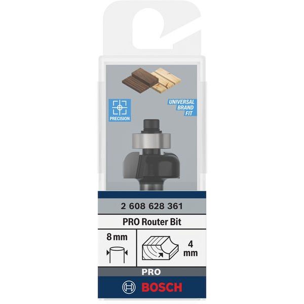 Bosch - Fräser PRO Hohlkehlfräser, 2608628361 R 4, Schaft 8 mm